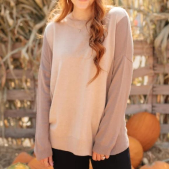 A DIFFERENT KIND OF COLORBLOCK IN TAUPE NWT - Picture 1 of 3